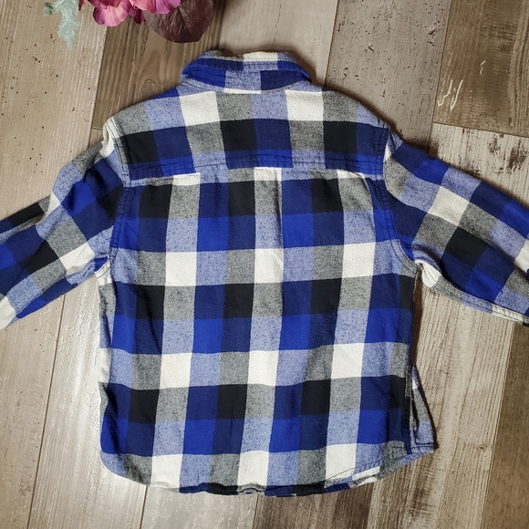 Faded Glory Blue Gray White Boys Flannel Shirt Size Small 6-7 EUC - Picture 7 of 14